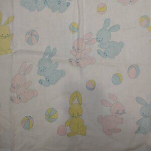 Vintage Bunny Rabbits Pastel Baby Bedding Receiving Blanket Set (2)